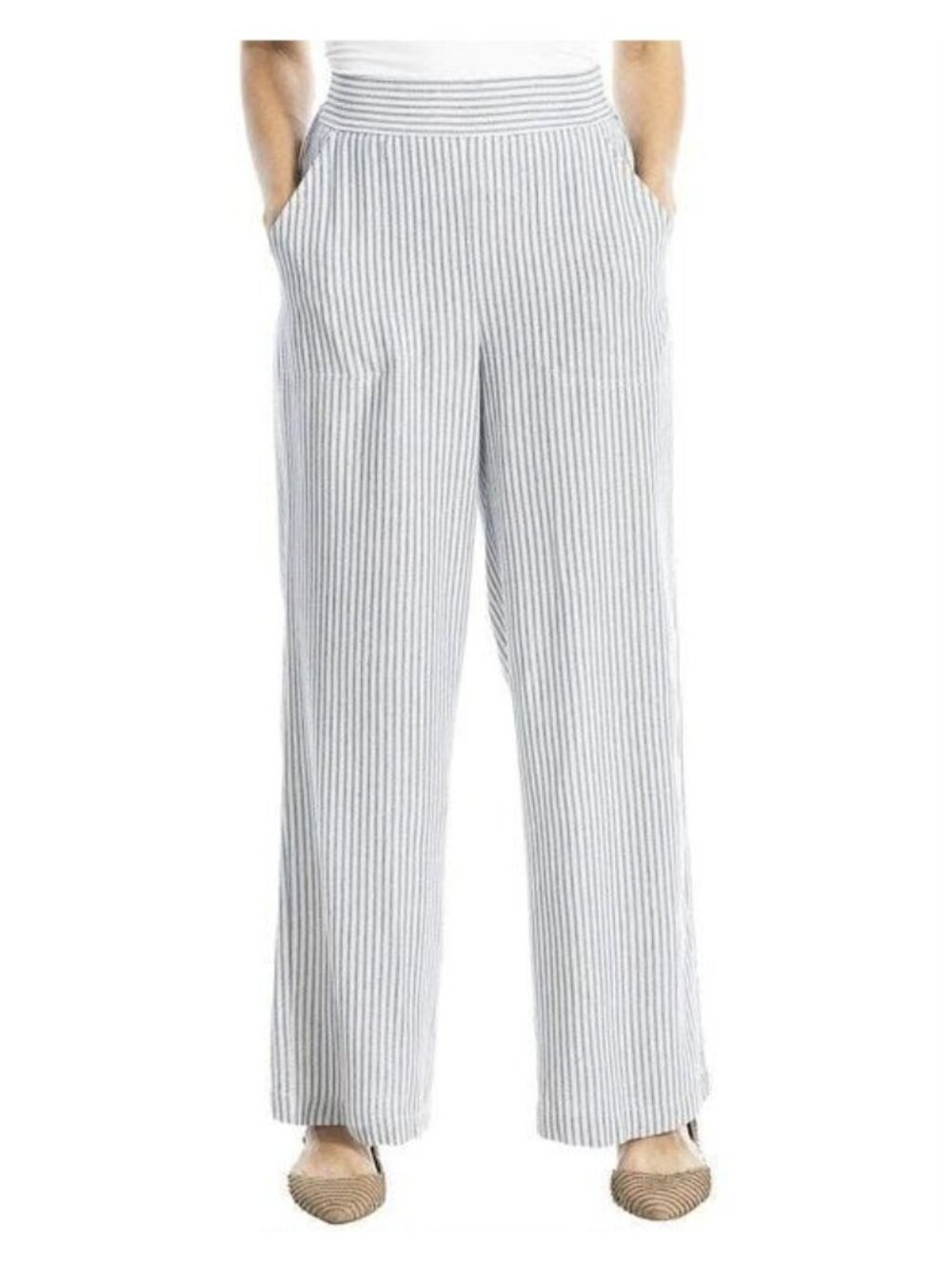 NWT Max Studio Striped Linen-Blend Pull-On Pants XS Womens
